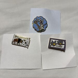 3 Vintage South Dakota state WBA Women's Bowling Association Enamel Pins SDWBA